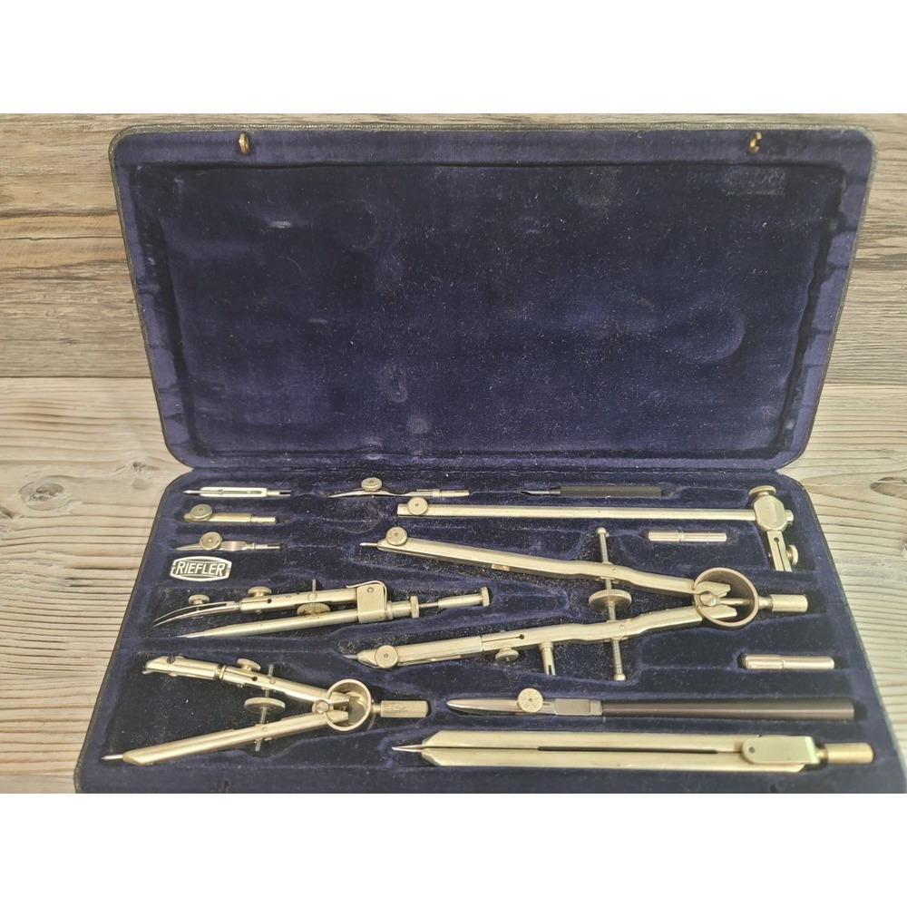 Vintage Riefler technical professional drafting set made in Geremy with case